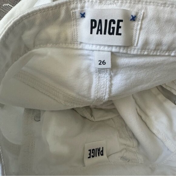 Paige The Cindy Crop High Rise Straight Leg Jean Raw Hem in White Sz 27 - Picture 6 of 13